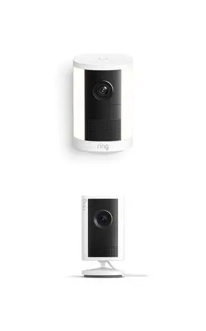 Ring Spotlight Cam, Battery (newest model), White with Indoor Cam Plus, White Ring Spotlight Cam, Battery (newest model), White with Indoor Cam Plus, White