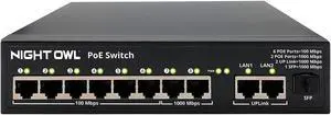 Night Owl 8-Port PoE Switch for Compatible NVR Security Systems, Plug-and-Play Power & Expansion for PoE Cameras Night Owl 8-Port PoE Switch for Compatible NVR Security Systems, Plug-and-Play Power & Expansion for PoE Cameras