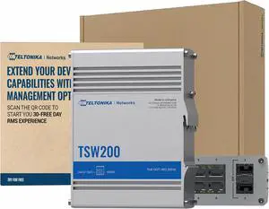 Teltonika TSW200 Industrial PoE+ Unmanaged Ethernet Switch - 8X PoE+ Ports & 240W Power Budget - 8 Port Gigabit Switch with High Speeds Up to 1000 Mbps - 2 SFP Ports for Long-Range Fiber-Optic Teltonika TSW200 Industrial PoE+ Unmanaged Ethernet Switch - 8X PoE+ Ports & 240W Power Budget - 8 Port Gigabit Switch with High Speeds Up to 1000 Mbps - 2 SFP Ports for Long-Range Fiber-Optic
