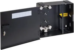 ICC Fiber Optic Wall Mount Enclosure with Staggered Mounting Slots 4 Slots for ICC Adapter Panels or Cassettes (Sold Separately), Supports up to 96 Fibers, Secure Fiber Management System, ICFODE41WH ICC Fiber Optic Wall Mount Enclosure with Staggered Mounting Slots 4 Slots for ICC Adapter Panels or Cassettes (Sold Separately), Supports up to 96 Fibers, Secure Fiber Management System, ICFODE41WH
