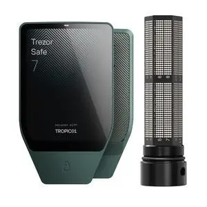 Trezor Safe 7 Hardware Wallet with Keep Metal Seed Backup Bundle Touchscreen Crypto Security, Secure Element Protection & Cold Storage Recovery Kit (Obsidian Green) Trezor Safe 7 Hardware Wallet with Keep Metal Seed Backup Bundle Touchscreen Crypto Security, Secure Element Protection & Cold Storage Recovery Kit (Obsidian Green)
