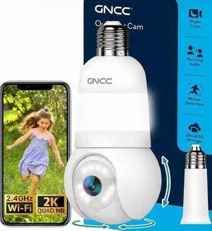 GNCC 2K Light Bulb Security Camera Only 2.4Ghz Outdoor Camera(1-Pack) GNCC 2K Light Bulb Security Camera Only 2.4Ghz Outdoor Camera(1-Pack)