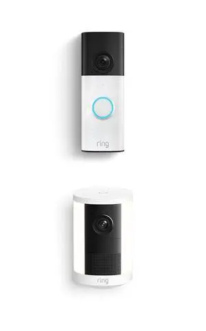 Ring Battery Doorbell (newest model), Speckled Gray with Spotlight Cam, Battery (newest model), White Ring Battery Doorbell (newest model), Speckled Gray with Spotlight Cam, Battery (newest model), White