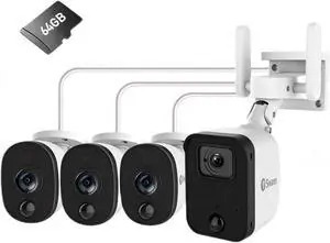 Swann WiFi Security Cameras with a Built-in 64GB Micro SD Card, 1+3 Cam No Hub Required, Night Vision, 2-Way Audio, Motion Detection, Easy to Install, Wired, 2.4GHz WiFi Swann WiFi Security Cameras with a Built-in 64GB Micro SD Card, 1+3 Cam No Hub Required, Night Vision, 2-Way Audio, Motion Detection, Easy to Install, Wired, 2.4GHz WiFi