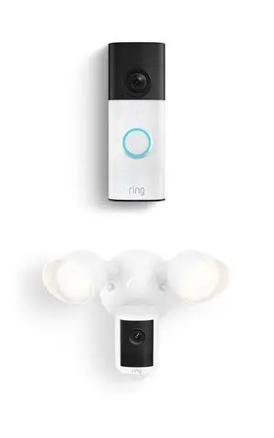 Ring Battery Doorbell (newest model), Speckled White with Floodlight Cam, Wired (newest model), White Ring Battery Doorbell (newest model), Speckled White with Floodlight Cam, Wired (newest model), White