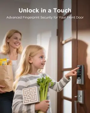 TCL D2 Plus Fingerprint Smart Lock with Handle Set, Built-in Doorbell & Wi-Fi, No Hub Needed, Keyless Entry Electronic Deadbolt for Front Door & TCL Front Door Handle Set TCL D2 Plus Fingerprint Smart Lock with Handle Set, Built-in Doorbell & Wi-Fi, No Hub Needed, Keyless Entry Electronic Deadbolt for Front Door & TCL Front Door Handle Set