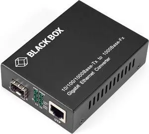 Black Box Gb ETH MED Conv 10/100/1000-Mbps COP to 1000-Mbps Fiber SFP Black Box Gb ETH MED Conv 10/100/1000-Mbps COP to 1000-Mbps Fiber SFP