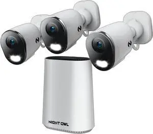 Night Owl 8 Channel Wi-Fi Video Home Security Hub with (3) Plug-in Wi-Fi 4K HD Indoor/Outdoor Spotlight Cameras with 2-Way Audio and 64GB microSD Card (Expandable up to 8 Cameras) Night Owl 8 Channel Wi-Fi Video Home Security Hub with (3) Plug-in Wi-Fi 4K HD Indoor/Outdoor Spotlight Cameras with 2-Way Audio and 64GB microSD Card (Expandable up to 8 Cameras)