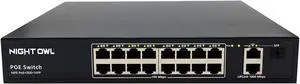 Night Owl 16-Port PoE Switch for Compatible NVR Security Systems, Plug-and-Play Power & Expansion for PoE Cameras Night Owl 16-Port PoE Switch for Compatible NVR Security Systems, Plug-and-Play Power & Expansion for PoE Cameras