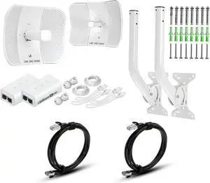Wireless Bridge LBE-5AC-GEN2 PRE-CONFIGURED Bundle of 2 Ubiquiti LiteBeam 5AC GEN2, 2 J-POLES, 2 CAT 8 CABLES 100% Configured Outdoor Point-to-Point Wi-Fi Bridge, Access Point, 450+ Mbps, 15+ km Range Wireless Bridge LBE-5AC-GEN2 PRE-CONFIGURED Bundle of 2 Ubiquiti LiteBeam 5AC GEN2, 2 J-POLES, 2 CAT 8 CABLES 100% Configured Outdoor Point-to-Point Wi-Fi Bridge, Access Point, 450+ Mbps, 15+ km Range