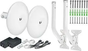 Wireless Bridge Ubiquiti NBE-M5-16 PRE-CONFIGURED, Bundle of 2 Ubiquiti NanoBeam M5 and Mounting Poles, Point to Point Outdoor WiFi Bridge, Plug and Play, 5GHz, 150+Mbps, 15+km Link Range Wireless Bridge Ubiquiti NBE-M5-16 PRE-CONFIGURED, Bundle of 2 Ubiquiti NanoBeam M5 and Mounting Poles, Point to Point Outdoor WiFi Bridge, Plug and Play, 5GHz, 150+Mbps, 15+km Link Range