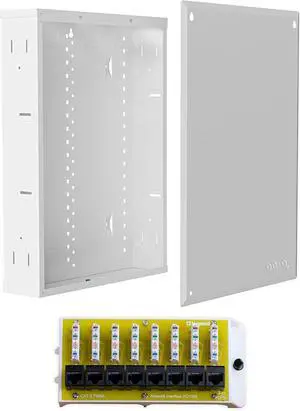 Legrand On-Q 20 Structured Media Enclosure + 8-Port Cat6 Network Interface Module in-Wall Network Panel with Ethernet Distribution for Structured Wiring Legrand On-Q 20 Structured Media Enclosure + 8-Port Cat6 Network Interface Module in-Wall Network Panel with Ethernet Distribution for Structured Wiring
