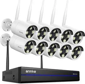ANNKE 16CH 4K Wireless Security Camera System, Expandable 4K NVR with 10 X 8MP Outdoor Cameras,Dual-Band WiFi, Two-Way Talk, Human Detected, 24/7 All-Day Recording, IP66 Weatherproof, NO HDD ANNKE 16CH 4K Wireless Security Camera System, Expandable 4K NVR with 10 X 8MP Outdoor Cameras,Dual-Band WiFi, Two-Way Talk, Human Detected, 24/7 All-Day Recording, IP66 Weatherproof, NO HDD