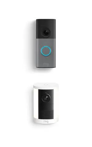 Ring Wired Doorbell (newest model), Speckled Gray with Spotlight Cam, Battery (newest model), White Ring Wired Doorbell (newest model), Speckled Gray with Spotlight Cam, Battery (newest model), White