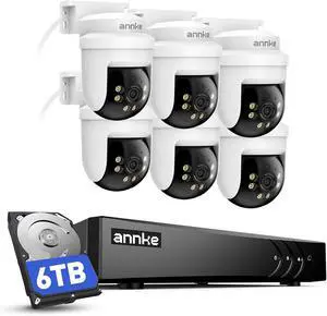 ANNKE 5MP PT Wired Security Camera System Outdoor with Night Vision, One-Way Audio, 8CH 3K Lite DVR and 6 x 5MP CCTV Cameras, 350° pan and 90° tilt, Human&Vehicle Detection, 6TB HDD for 24/7 Recording ANNKE 5MP PT Wired Security Camera System Outdoor with Night Vision, One-Way Audio, 8CH 3K Lite DVR and 6 x 5MP CCTV Cameras, 350° pan and 90° tilt, Human&Vehicle Detection, 6TB HDD for 24/7 Recording
