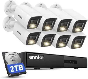 ANNKE 5MP 2-Way Audio Security Camera System, 8CH 3K Lite H.265+ DVR with AI Human/Vehicle Detection, 8X 3K CCTV Bullet Analog Wired Cams, Smart Dual Light, Easy Remote Access, IP67, 2TB HDD, White ANNKE 5MP 2-Way Audio Security Camera System, 8CH 3K Lite H.265+ DVR with AI Human/Vehicle Detection, 8X 3K CCTV Bullet Analog Wired Cams, Smart Dual Light, Easy Remote Access, IP67, 2TB HDD, White