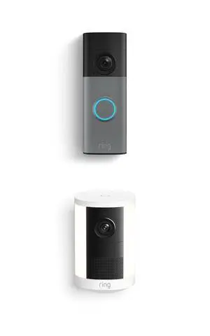 Ring Battery Doorbell (newest model), Speckled Gray with Spotlight Cam, Battery (newest model), White Ring Battery Doorbell (newest model), Speckled Gray with Spotlight Cam, Battery (newest model), White