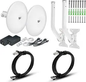 Wireless Bridge Ubiquiti NBE-M5-16 PRE-CONFIGURED, Bundle of 2 Ubiquiti NanoBeam M5, Two Mounting Poles and 2 CAT 8 Cables, Point to Point Outdoor WiFi Bridge, Plug and Play, 5GHz,15+km Link Range Wireless Bridge Ubiquiti NBE-M5-16 PRE-CONFIGURED, Bundle of 2 Ubiquiti NanoBeam M5, Two Mounting Poles and 2 CAT 8 Cables, Point to Point Outdoor WiFi Bridge, Plug and Play, 5GHz,15+km Link Range