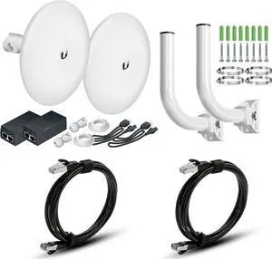 Wireless Bridge Ubiquiti NBE-M5-16 PRE-CONFIGURED, Bundle of 2 Ubiquiti NanoBeam M5, Two Mounting Poles and 2 CAT 8 Cables, Point to Point Outdoor WiFi Bridge, Plug and Play, 5GHz,15+km Link Range Wireless Bridge Ubiquiti NBE-M5-16 PRE-CONFIGURED, Bundle of 2 Ubiquiti NanoBeam M5, Two Mounting Poles and 2 CAT 8 Cables, Point to Point Outdoor WiFi Bridge, Plug and Play, 5GHz,15+km Link Range
