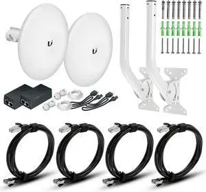 Wireless Bridge Ubiquiti NBE-M5-16 PRE-CONFIGURED, Bundle of 2 Ubiquiti NanoBeam M5, Two Mounting Poles and 4 CAT 8 Cables, Point to Point Outdoor WiFi Bridge, Plug and Play, 5GHz,15+km Link Range Wireless Bridge Ubiquiti NBE-M5-16 PRE-CONFIGURED, Bundle of 2 Ubiquiti NanoBeam M5, Two Mounting Poles and 4 CAT 8 Cables, Point to Point Outdoor WiFi Bridge, Plug and Play, 5GHz,15+km Link Range
