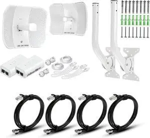 Wireless Bridge LBE-5AC-GEN2 PRE-CONFIGURED Bundle of 2 Ubiquiti LiteBeam 5AC GEN2, 2 J-POLES, 4 CAT 8 CABLES 100% Configured Outdoor Point-to-Point Wi-Fi Bridge, Access Point, 450+ Mbps, 15+ km Range Wireless Bridge LBE-5AC-GEN2 PRE-CONFIGURED Bundle of 2 Ubiquiti LiteBeam 5AC GEN2, 2 J-POLES, 4 CAT 8 CABLES 100% Configured Outdoor Point-to-Point Wi-Fi Bridge, Access Point, 450+ Mbps, 15+ km Range