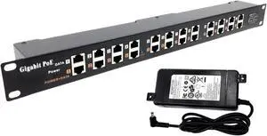 PoE Texas 12-Port Gigabit Passive PoE Injector, 48V 120W, Mode A/B PoE Texas 12-Port Gigabit Passive PoE Injector, 48V 120W, Mode A/B
