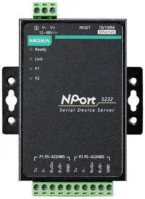 MOXA NPort 5232 2-Port Serial Device Server, 10/100 Ethernet, RS422/485, Terminal Block MOXA NPort 5232 2-Port Serial Device Server, 10/100 Ethernet, RS422/485, Terminal Block
