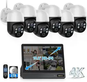 OOSSXX (2026 New) 4K PoE PTZ Security Camera System with 10.2'' Monitor, 8CH NVR, 6pcs Wired Outdoor Cameras with 1TB HDD, Pan Tilt Auto Tracking, AI Human Detection, Free App, No Monthly Fee OOSSXX (2026 New) 4K PoE PTZ Security Camera System with 10.2'' Monitor, 8CH NVR, 6pcs Wired Outdoor Cameras with 1TB HDD, Pan Tilt Auto Tracking, AI Human Detection, Free App, No Monthly Fee