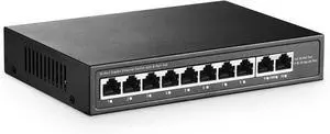 10 Port Mini Gigabit PoE Switch with 8 PoE+ Port, 2 Gigabit RJ45 Uplink, 10/100/1000Mbps, IEEE802.3af/at, Max 120W, YuLinca Metal Fanless Plug & Play Ethernet Switch 10 Port Mini Gigabit PoE Switch with 8 PoE+ Port, 2 Gigabit RJ45 Uplink, 10/100/1000Mbps, IEEE802.3af/at, Max 120W, YuLinca Metal Fanless Plug & Play Ethernet Switch