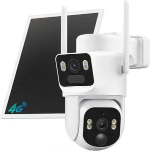 ELYSOO Dual Lens 4G LTE Cellular Security Camera, 2K HD Video, No WiFi Needed, 360° View Camera with Night Vision, Easy to Install, PIR Alarm, Built-in SIM Card(Supports Verizon/AT&T/T-Mobile) - White ELYSOO Dual Lens 4G LTE Cellular Security Camera, 2K HD Video, No WiFi Needed, 360° View Camera with Night Vision, Easy to Install, PIR Alarm, Built-in SIM Card(Supports Verizon/AT&T/T-Mobile) - White
