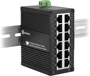 Industrial 12 Port Gigabit PoE Switch, DC 12-48V to 48V PoE Boost Industrial 12 Port Gigabit PoE Switch, DC 12-48V to 48V PoE Boost
