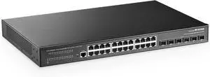 MokerLink 24 Port 2.5G Manged Ethernet Switch with 6x10G SFP, 24 x 2.5G Base-T Ports Compatible with 10/100/1000Mbps, Metal Web L2+ Managed Fanless Network Switch MokerLink 24 Port 2.5G Manged Ethernet Switch with 6x10G SFP, 24 x 2.5G Base-T Ports Compatible with 10/100/1000Mbps, Metal Web L2+ Managed Fanless Network Switch