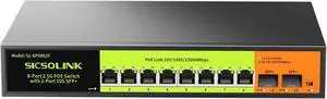 8-Port 2.5G PoE+ Switch with 2×10G SFP+ Uplink, 120W Unmanaged Ethernet Switch, IEEE 802.3af/at, Plug & Play for NAS, AP, Gaming PC 6KV Lightning Protection, Metal Case, Silent Operation 8-Port 2.5G PoE+ Switch with 2×10G SFP+ Uplink, 120W Unmanaged Ethernet Switch, IEEE 802.3af/at, Plug & Play for NAS, AP, Gaming PC 6KV Lightning Protection, Metal Case, Silent Operation