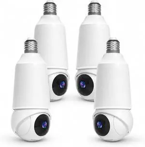 Light Bulb Security Camera, Smart AI Cam 2K HD Outdoor Lightbulb Camera, 5G&2.4G WiFi PTZ Camera, 1000-Lumen LED, Color Night Vision, 911 Emergency Calling, Motion Dection (4Pack) Light Bulb Security Camera, Smart AI Cam 2K HD Outdoor Lightbulb Camera, 5G&2.4G WiFi PTZ Camera, 1000-Lumen LED, Color Night Vision, 911 Emergency Calling, Motion Dection (4Pack)