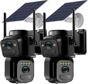 Uniter 6MP Dual Lens Solar Powered Security Cameras Wireless Outdoor, 2Pack Uniter 6MP Dual Lens Solar Powered Security Cameras Wireless Outdoor, 2Pack