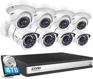 ZOSI 16CH 4K PoE Home Security Camera System, H.265+ 8MP 16-Channel NVR with 4TB HDD for 24/7 Recording, 8 x 5MP Wired PoE IP Cameras Indoor/Outdoor, Person/Vehicle Detection, Night Vision ZOSI 16CH 4K PoE Home Security Camera System, H.265+ 8MP 16-Channel NVR with 4TB HDD for 24/7 Recording, 8 x 5MP Wired PoE IP Cameras Indoor/Outdoor, Person/Vehicle Detection, Night Vision