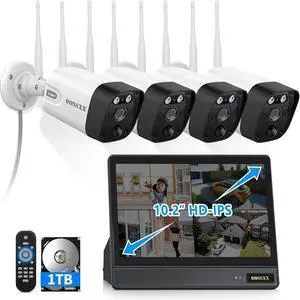 OOSSXX (2026 Updated) 5MP Wireless Security Camera System with 10CH NVR & 10" IPS Monitor, 4 Dual-Antenna Cameras, Dual-Band WiFi, 2-Way Audio, IP66 Waterproof, 1TB HDD, Free App OOSSXX (2026 Updated) 5MP Wireless Security Camera System with 10CH NVR & 10" IPS Monitor, 4 Dual-Antenna Cameras, Dual-Band WiFi, 2-Way Audio, IP66 Waterproof, 1TB HDD, Free App