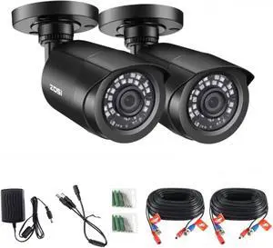ZOSI 2 Pack 1080P Security Camera Outdoor with 80ft Night Vision, IP66 Weatherproof, Motion Detection, CCTV Surveillance Bullet Cameras Only Support TVI DVR,1080p 2 Tvi Bullet Camera -Black ZOSI 2 Pack 1080P Security Camera Outdoor with 80ft Night Vision, IP66 Weatherproof, Motion Detection, CCTV Surveillance Bullet Cameras Only Support TVI DVR,1080p 2 Tvi Bullet Camera -Black
