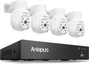 Anlapus Surveillance Camera Kit 5 MP, 8CH DVR Without HDD, 4 x 360° PTZ Dome Cameras with Cable, People and Vehicles Recognition by AI, Audio Recording Anlapus Surveillance Camera Kit 5 MP, 8CH DVR Without HDD, 4 x 360° PTZ Dome Cameras with Cable, People and Vehicles Recognition by AI, Audio Recording