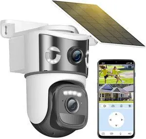 8MP 4K Solar Security Camera Outdoor, Dual Lens Wireless WiFi PTZ Camera, 360° Pan 90° Tilt, Color Night Vision, Auto Human Tracking, Two-Way Audio, IP66 Weatherproof Home Surveillance Camera 8MP 4K Solar Security Camera Outdoor, Dual Lens Wireless WiFi PTZ Camera, 360° Pan 90° Tilt, Color Night Vision, Auto Human Tracking, Two-Way Audio, IP66 Weatherproof Home Surveillance Camera