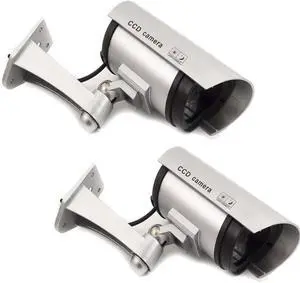 GC GLOBALCOMMERCE Set of 2 Fake Outdoor Security Cameras with Red Flashing LEDs Professional Design GC GLOBALCOMMERCE Set of 2 Fake Outdoor Security Cameras with Red Flashing LEDs Professional Design