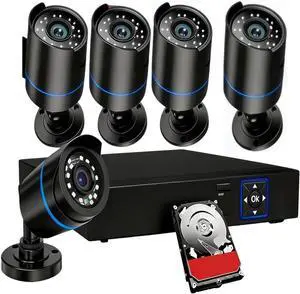 3000TVL Home Security System Surveillance DVR Camera Kits, 4pcs Wired 5MP PoE IP Night Vision Cameras Set with AI Motion Person Vehicle Detection, 4K NVR with 512GB Hard Drive for 24-7 Recording 3000TVL Home Security System Surveillance DVR Camera Kits, 4pcs Wired 5MP PoE IP Night Vision Cameras Set with AI Motion Person Vehicle Detection, 4K NVR with 512GB Hard Drive for 24-7 Recording