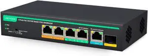 LINOVISION 4 Ports Full 2.5G PoE Switch with 1x 2.5GE and 1x 10G SFP Uplink, Port 1-2 Support 45W High PoE, Total PoE Budget 100W LINOVISION 4 Ports Full 2.5G PoE Switch with 1x 2.5GE and 1x 10G SFP Uplink, Port 1-2 Support 45W High PoE, Total PoE Budget 100W
