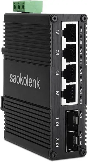 Industrial 4 Ports Gigabit Ethernet Switch with 2 SFP Din Rail 85-250V AC 1000M Network Switch Unmanaged Wall Mounts 4 RJ45 2 SFP Fiber Switch (Non-PoE Type) Industrial 4 Ports Gigabit Ethernet Switch with 2 SFP Din Rail 85-250V AC 1000M Network Switch Unmanaged Wall Mounts 4 RJ45 2 SFP Fiber Switch (Non-PoE Type)