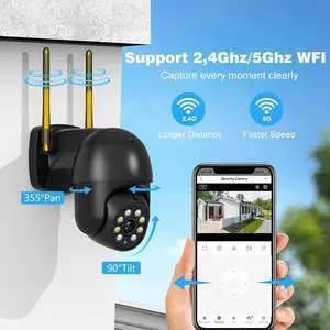 ENSTER 2.5K 4MP Security Camera Outdoor 2.4G/5GHz Dual Bands, 360° PTZ IP Camera ENSTER 2.5K 4MP Security Camera Outdoor 2.4G/5GHz Dual Bands, 360° PTZ IP Camera
