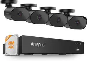 Anlapus 4K 8MP Home Security Camera System, 8 Channel H.265+ DVR with 1TB HDD, 4 x Wired CCTV Cameras Outdoor Indoor, AI Human Vehicle Detection, Audio Recording, 80ft Night Vision, Remote Access Anlapus 4K 8MP Home Security Camera System, 8 Channel H.265+ DVR with 1TB HDD, 4 x Wired CCTV Cameras Outdoor Indoor, AI Human Vehicle Detection, Audio Recording, 80ft Night Vision, Remote Access