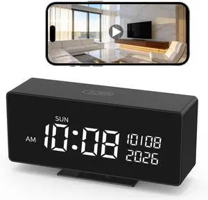 Clock Camera, 1080P Full HD, Security Camera, with Night Vision, Bluetooth ConnectionAI Motion Detection Alarm, Local & Cloud Storage, Nanny Camera for Indoor Home Security Clock Camera, 1080P Full HD, Security Camera, with Night Vision, Bluetooth ConnectionAI Motion Detection Alarm, Local & Cloud Storage, Nanny Camera for Indoor Home Security