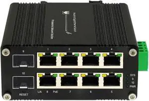 Industrial Din Rail Switch Gigabit Ethernet Industrial 8 Ports Ethernet Switch with 2 SFP,8-Port 10/100/1000Mbps RJ45 Switch,DIN Rail Unmanaged/Managed Network Switch(Managed PoE Type) Industrial Din Rail Switch Gigabit Ethernet Industrial 8 Ports Ethernet Switch with 2 SFP,8-Port 10/100/1000Mbps RJ45 Switch,DIN Rail Unmanaged/Managed Network Switch(Managed PoE Type)