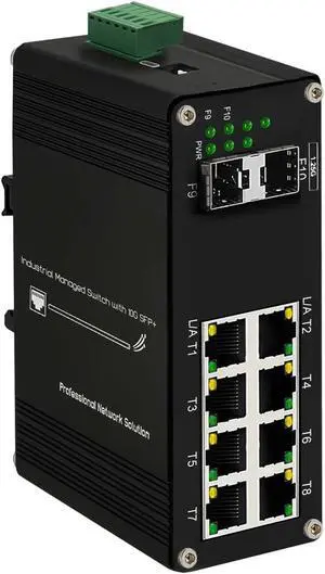 Industrial Din Rail Switch Gigabit Ethernet Industrial L2+ Managed Ethernet (PoE) Fiber Switch 8-Port 10/100/1000T + 2/6-Port 1000X SFP IEEE 802.3af/at Aluminum Case IP40(Non-PoE 8GE 2SFP) Industrial Din Rail Switch Gigabit Ethernet Industrial L2+ Managed Ethernet (PoE) Fiber Switch 8-Port 10/100/1000T + 2/6-Port 1000X SFP IEEE 802.3af/at Aluminum Case IP40(Non-PoE 8GE 2SFP)