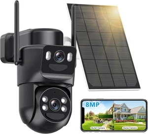 4K Solar Security Cameras Wireless Outdoor Battery Powered, 360°PTZ Linkage Solar Security Camera with Solar Panel, 9000mAh Battery, 8X Digital Zoom, Color Night Vision, 2 PIR Sensor, IP66 4K Solar Security Cameras Wireless Outdoor Battery Powered, 360°PTZ Linkage Solar Security Camera with Solar Panel, 9000mAh Battery, 8X Digital Zoom, Color Night Vision, 2 PIR Sensor, IP66